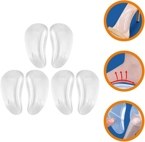 MAGICLULU 3 Pairs Gel Arch Support Cushions Adhesive Gel Arch Support Pads for Flat Foot Comfort with Design for Women’s Foot Health and Shoe Inserts in Saudi Arabia