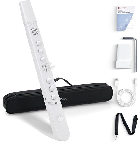 Vangoa MAE-02 Digital Wind Instrument, Professional Electronic Wind Instrument Synthesizer Rechargeable EWI with Wireless MIDI, 3 Fingerings 35 Tones 7 Functions for Beginners Adults Teens, White in Saudi Arabia