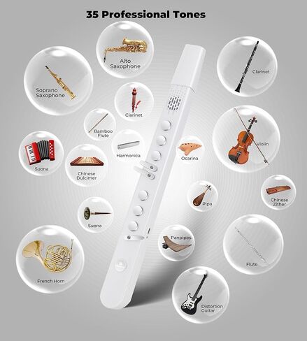 Vangoa MAE-02 Digital Wind Instrument, Professional Electronic Wind Instrument Synthesizer Rechargeable EWI with Wireless MIDI, 3 Fingerings 35 Tones 7 Functions for Beginners Adults Teens, White in Saudi Arabia
