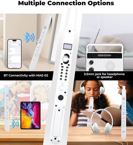 Vangoa MAE-02 Digital Wind Instrument, Professional Electronic Wind Instrument Synthesizer Rechargeable EWI with Wireless MIDI, 3 Fingerings 35 Tones 7 Functions for Beginners Adults Teens, White in Saudi Arabia