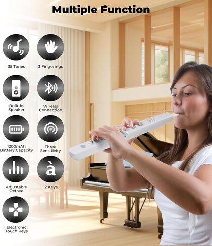 Vangoa MAE-02 Digital Wind Instrument, Professional Electronic Wind Instrument Synthesizer Rechargeable EWI with Wireless MIDI, 3 Fingerings 35 Tones 7 Functions for Beginners Adults Teens, White in Saudi Arabia