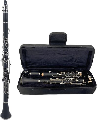 Bb Clarinet for Beginners Student Clarinet 17 Nickel-Plated Keys with Case, Mouthpiece, Reeds, Stand - Easy to Play Ebony Clarinet Kit, Best for Band Orchestra (Bb-key) in Kuwait