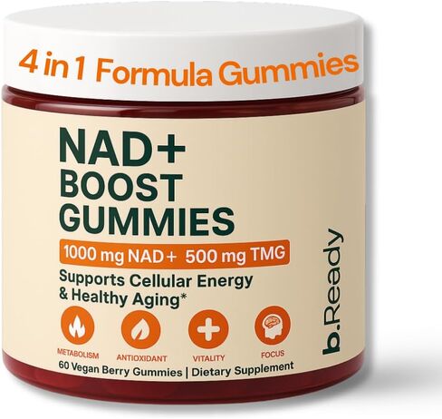 b.Ready NAD+ Gummies, Premium 1000 mg NAD Supplement with 500 mg TMG, Grape Seed & Black Pepper Extract – NAD+ for Healthy Aging, Cellular Energy & Antioxidant Support, Vegan, Sugar-Free, 60 Count in Saudi Arabia