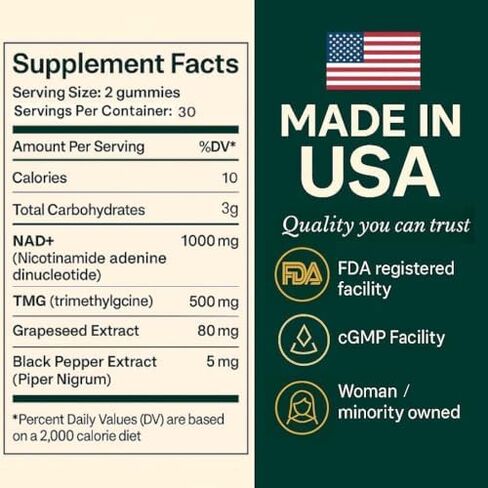 b.Ready NAD+ Gummies, Premium 1000 mg NAD Supplement with 500 mg TMG, Grape Seed & Black Pepper Extract – NAD+ for Healthy Aging, Cellular Energy & Antioxidant Support, Vegan, Sugar-Free, 60 Count in Saudi Arabia