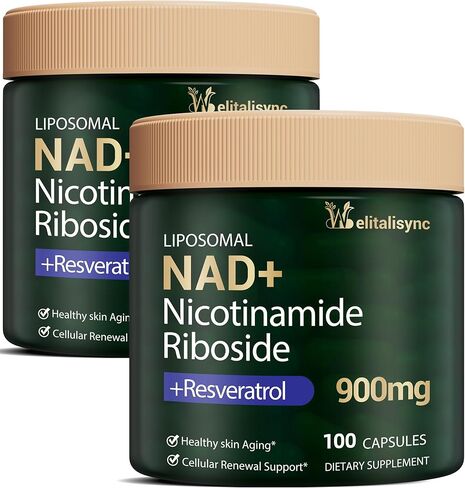 Premium NAD+ Supplement - Nicotinamide Riboside & Resveratrol 900mg – Fast-Absorbing Cellular Renewal Capsules for Energy, Anti-Aging & Brain Health – Vegan, Non-GMO, 200 C in Saudi Arabia