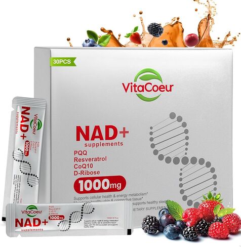 1000mg NAD+ Supplement Liquid with Organic Resveratrol, Nicotinamide Riboside & PQQ, CoQ10, ALA, Boost Energy Focus, DNA Repair & Activate Longevity Cells, NAD Resveratrol for Men & Women in Saudi Arabia