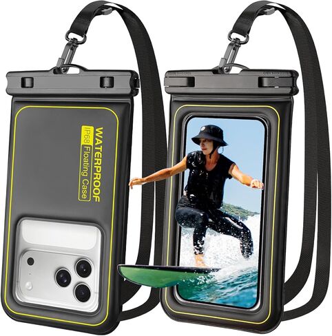 حقيبة هاتف مقاومة للماء 2 حزمة ، IP68 علبة هاتف عائمة للماء ، حتى 8.3 بوصة جافة لـ iPhone 16 15 14 13 Pro Max Samsung S25 Ultra S24 S23 ، Kayak/Beach/Cruise Travel Essentials in Kuwait
