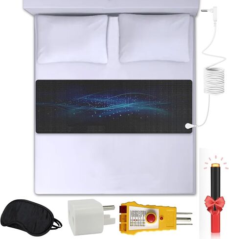 Grounding Mat for Bed, Sleeping, (27" x 76" King) PU Leather grounding mat for improving Energy and Sleep, Comes with Outlet Tester, grounding Wire, Eye mask, Test Pen and Safety Adapter. in Kuwait