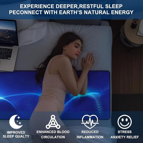 Grounding Mat for Bed, Sleeping, (27" x 76" King) PU Leather grounding mat for improving Energy and Sleep, Comes with Outlet Tester, grounding Wire, Eye mask, Test Pen and Safety Adapter. in Kuwait