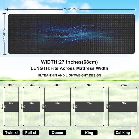 Grounding Mat for Bed, Sleeping, (27" x 76" King) PU Leather grounding mat for improving Energy and Sleep, Comes with Outlet Tester, grounding Wire, Eye mask, Test Pen and Safety Adapter. in Kuwait