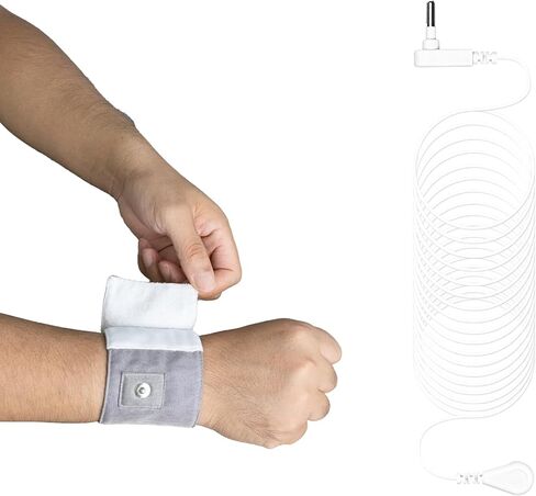 حزام معصم تأريض بألياف فضية نقية، سوار معصم تأريض قابل للتعديل، شريط علاج تأريض عالمي لساق الرقبة، يحسن طاقة النوم، حجب واي فاي 5G (3.9 * 20.5 بوصة) in Kuwait