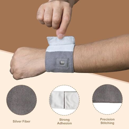 حزام معصم تأريض بألياف فضية نقية، سوار معصم تأريض قابل للتعديل، شريط علاج تأريض عالمي لساق الرقبة، يحسن طاقة النوم، حجب واي فاي 5G (3.9 * 20.5 بوصة) in Kuwait