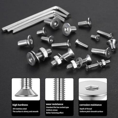 مجموعة براغي M3M4M5M6M8، 155-1144 قطعة، مجموعة متنوعة من المقبس السداسي المسطح برأس غاطس، غسالات صواميل براغي الآلة مع مفتاح ألين لإصلاح الأثاث الإلكتروني (فضي) (1144 قطعة m3m4m5m6) in Kuwait