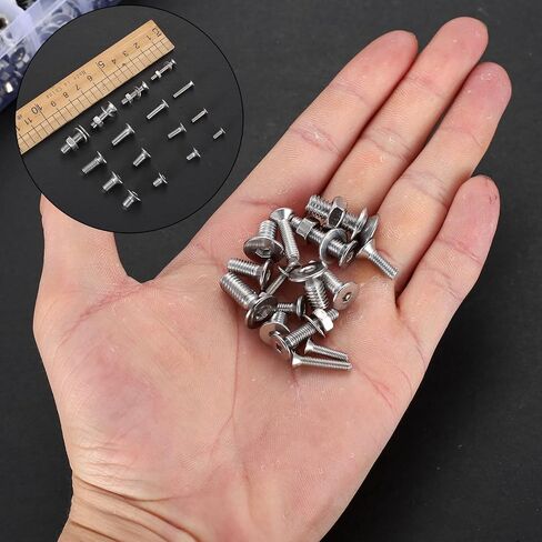 مجموعة براغي M3M4M5M6M8، 155-1144 قطعة، مجموعة متنوعة من المقبس السداسي المسطح برأس غاطس، غسالات صواميل براغي الآلة مع مفتاح ألين لإصلاح الأثاث الإلكتروني (فضي) (1144 قطعة m3m4m5m6) in Kuwait