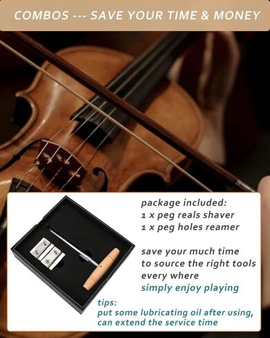 Violin Tuning Peg Reals Shaver & Reamer Set, Enlarged Shaving Tools for 3/4-4/4 Size Violin Pegs Real, Tapered 4-Fluted Pin Hole Reamer, Violin Making Kit for Luthier in Saudi Arabia