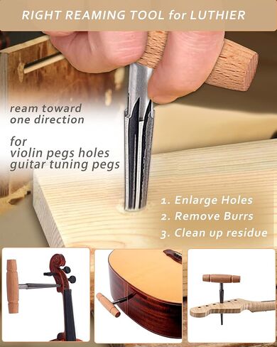 Violin Tuning Peg Reals Shaver & Reamer Set, Enlarged Shaving Tools for 3/4-4/4 Size Violin Pegs Real, Tapered 4-Fluted Pin Hole Reamer, Violin Making Kit for Luthier in Saudi Arabia