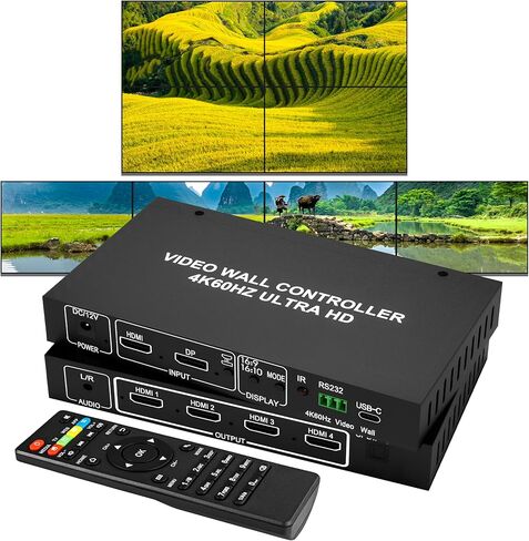 BOOBRIE 4K60 Video Wall Controller 1x4, True 4K@60Hz HDMI Input Output Wall Processor Support 2x2 1x2 1x3 1x4 2x1 3x1 4x1, FPGA Chip for Zero-Lag, 180° Rotation, Edge Mask, Max 4 TVs into 1 Wall in Saudi Arabia