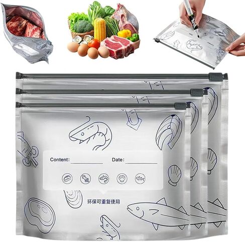 30PCS Reusable Aluminum Foil Sealable Storage Bags, Upgrade Reusable Aluminum Foil Storage Bags, Stand Up Foil Freezer Bags for Vegetable Fruit Meat (S+M+L) in Saudi Arabia