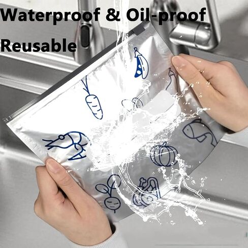 30PCS Reusable Aluminum Foil Sealable Storage Bags, Upgrade Reusable Aluminum Foil Storage Bags, Stand Up Foil Freezer Bags for Vegetable Fruit Meat (S+M+L) in Saudi Arabia