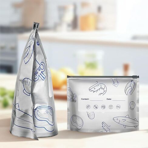 30PCS Reusable Aluminum Foil Sealable Storage Bags, Upgrade Reusable Aluminum Foil Storage Bags, Stand Up Foil Freezer Bags for Vegetable Fruit Meat (S+M+L) in Saudi Arabia