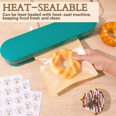 300 Pack 7.1x7.5 Inch Heat Sealable Bakery Bags with Window Grease Resistant Cookie Bags for Donut, Pastry, Sandwich, Brownie, Cake Slice and Treats Packaging in Saudi Arabia