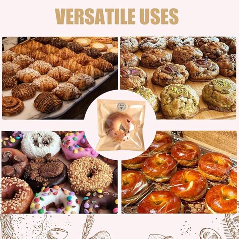 100 عبوة من أكياس البسكويت مع ختم، أكياس مخبز قابلة للغلق بالحرارة مقاس 7.1x7.5 بوصة مع نافذة، حقيبة ورقية قابلة للغلق بالحرارة للخبز والساندويتش وشريحة الكيك والمعجنات والدونات in Kuwait