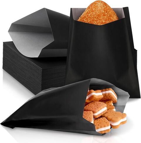 Gueevin 300pcs Paper Sandwich Glassine Bags 7 x 6 Inches Wax Greaseproof Paper Bags Semi Translucent Glassine Grease Resistant Snack Bag for Valentines Day Party Bakery Cookies Candy(Black) in Saudi Arabia