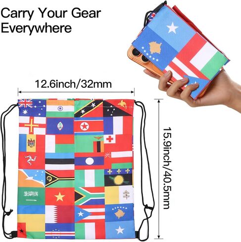 AICase World Cup 2026 Merchandise Drawstring Bag Soccer Game Day Essentials,International Flags Football Decor Accessories Great Gifts for Fans,Multicultural Travel Gym String Bag Sports&Daily Use in Saudi Arabia