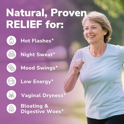 Vitalibre Menopause Probiotics for Women 70 Billion CFU, 12 Targeted Strains, Organic Prebiotics, Black Cohosh Resveratrol Red Clover Chasteberry Dong Quai, Hot Flash Night Sweat+, No Estrogen, 30 Ct in Kuwait