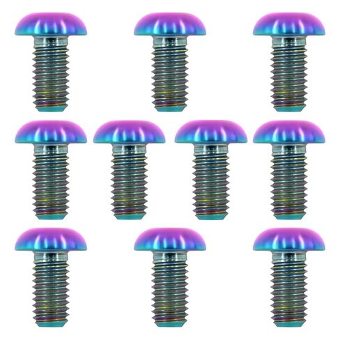 مسامير تيتانيوم M5x10 (10 قطع) - تصميم خفيف الوزن | مثالية للبيئات الرطبة/المالحة، براغي سداسية ذات مقبس لقفص زجاجة المياه لدراجة MTB/الطريق (أزرق محروق) in Kuwait