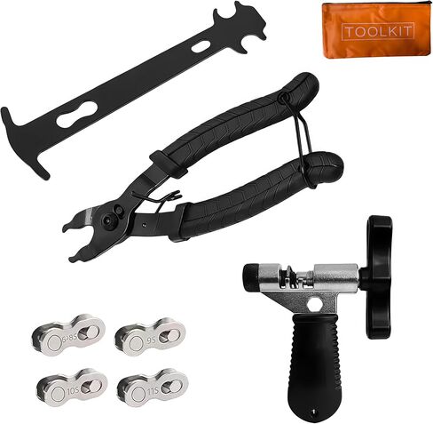 مجموعة أدوات إصلاح سلسلة الدراجة مع قاطع السلسلة، كماشة وصلة رئيسية متعددة الوظائف ومدقق التآكل لدراجات ذات سرعة 7-11 وسرعة واحدة in Kuwait