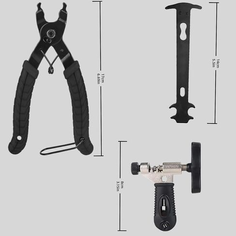 مجموعة أدوات إصلاح سلسلة الدراجة مع قاطع السلسلة، كماشة وصلة رئيسية متعددة الوظائف ومدقق التآكل لدراجات ذات سرعة 7-11 وسرعة واحدة in Kuwait