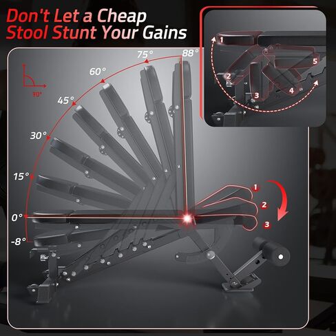 مقعد وزن قابل للتعديل لصالة الألعاب الرياضية المنزلية، سعة 1300 رطل، جهاز ضغط مقاعد البدلاء وتدريبات القوة، مقاعد مسطحة للتمرين، مقعد سريع الضبط، الظهر ومسند الرأس لصالة الألعاب الرياضية in Kuwait