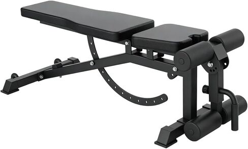 مقعد وزن قابل للتعديل مع تمديد وتجعيد الساق، مقعد تمرين متعدد المواضع للميل/الانخفاض لصالة الألعاب الرياضية المنزلية، مقعد تدريب القوة لكامل الجسم مع بكرات إسفنجية in Kuwait