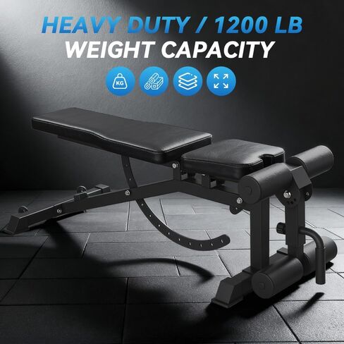 مقعد وزن قابل للتعديل مع تمديد وتجعيد الساق، مقعد تمرين متعدد المواضع للميل/الانخفاض لصالة الألعاب الرياضية المنزلية، مقعد تدريب القوة لكامل الجسم مع بكرات إسفنجية in Kuwait