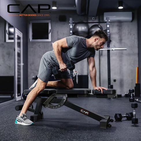 مقعد الأثقال للتدريب القابل للتعديل من CAP Barbell | مقعد مائل متعدد المواضع مع 6 تعديلات لمسند الظهر ومرساة للساق وعجلات وسعة 600 رطل | مقعد القوة في صالة الألعاب الرياضية المنزلية in Saudi Arabia