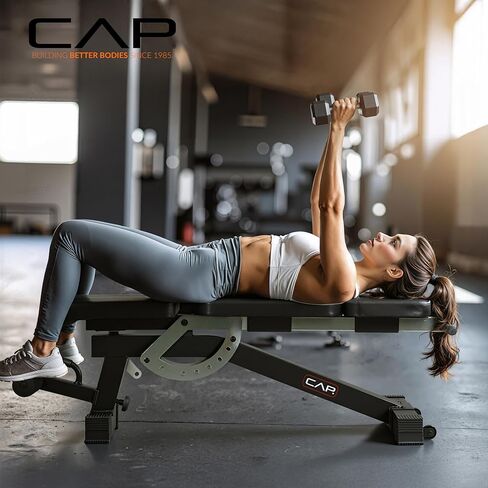 مقعد الأثقال للتدريب القابل للتعديل من CAP Barbell | مقعد مائل متعدد المواضع مع 6 تعديلات لمسند الظهر ومرساة للساق وعجلات وسعة 600 رطل | مقعد القوة في صالة الألعاب الرياضية المنزلية in Saudi Arabia