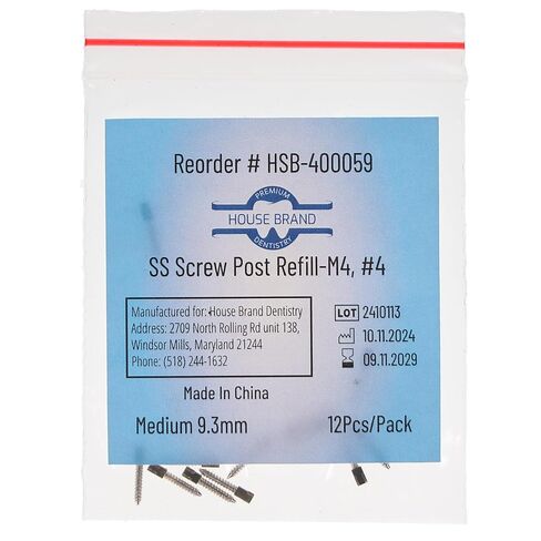 400059 أعمدة لولبية HSB M4#4 متوسطة 9.3 مم من الفولاذ المقاوم للصدأ 12/Pk in Saudi Arabia