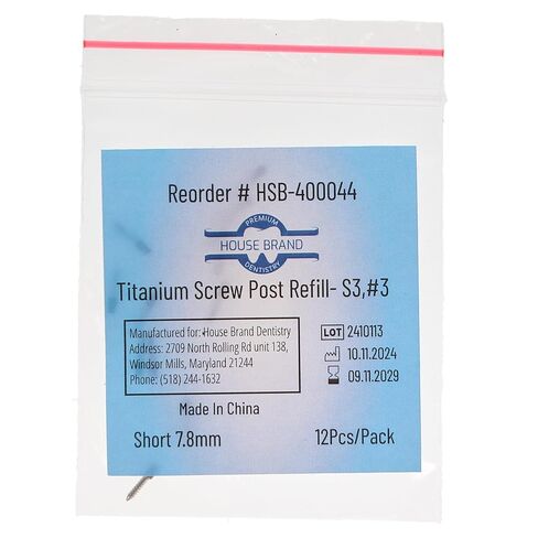 400044 HSB Titanium Screw Posts S3#3 Short 7.8mm 12/Pk in Saudi Arabia