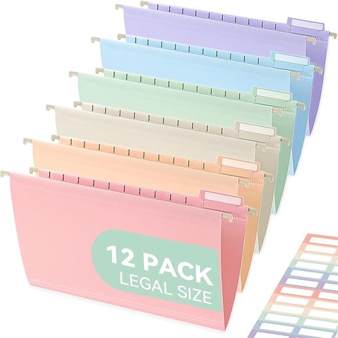 Plastic Hanging File Folders, Letter Size, 12 Pack Hanging Folders, with Insertable 1/5-Cut Tabs for Filing Cabinets - Black in Kuwait