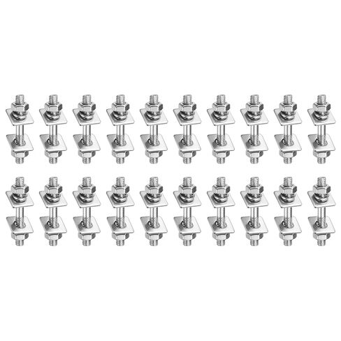 uxcell 5 قطع M5x120mm 304 مسمار مسمار ملولب مزدوج الأطراف من الفولاذ المقاوم للصدأ مع صواميل، غسالات مسطحة مربعة وغسالات زنبركية لصيانة المنزل، لون فضي in Saudi Arabia
