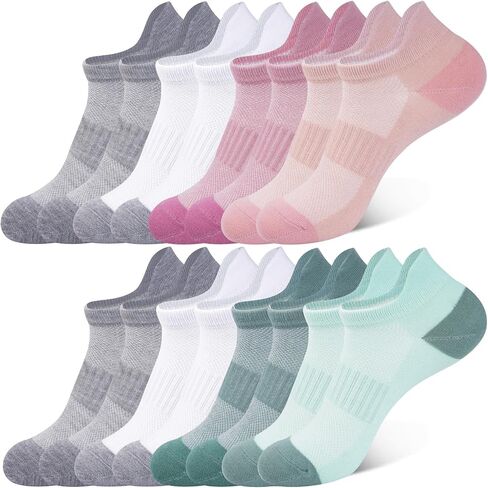 8 أزواج من جوارب الكاحل للنساء، خفيفة الوزن ومنخفضة القطع بدون عرض جوارب رياضية للجري والتمارين الرياضية مقاس 6-8/9-11 in Kuwait