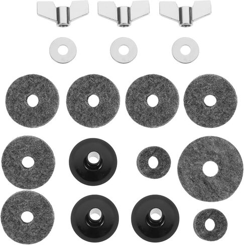 Holibanna 18pcs Drum Set Felt Pads Cymbal Accessories Kit Anti-Slip Gray Drum Set Fittings and Percussion Cymbal Protection in Saudi Arabia