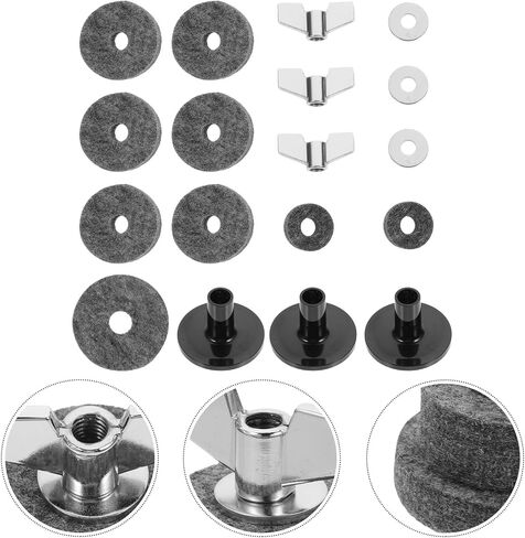 Holibanna 18pcs Drum Set Felt Pads Cymbal Accessories Kit Anti-Slip Gray Drum Set Fittings and Percussion Cymbal Protection in Saudi Arabia