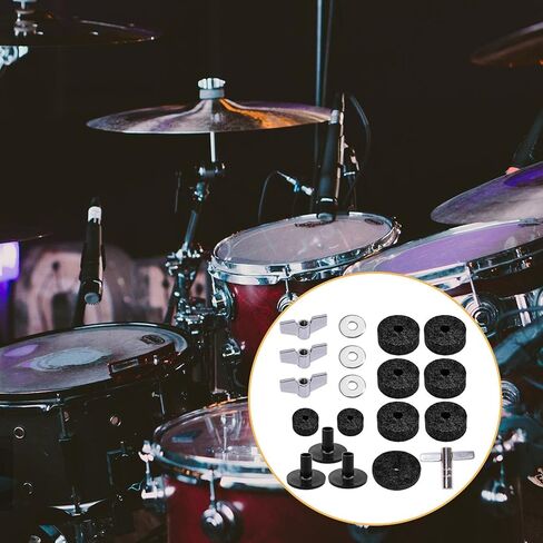 19 Pieces Cymbal Replacement Accessories Wing Nuts Washers Quick Release Portable Cymbal Sleeve for Performance Live- black in Saudi Arabia
