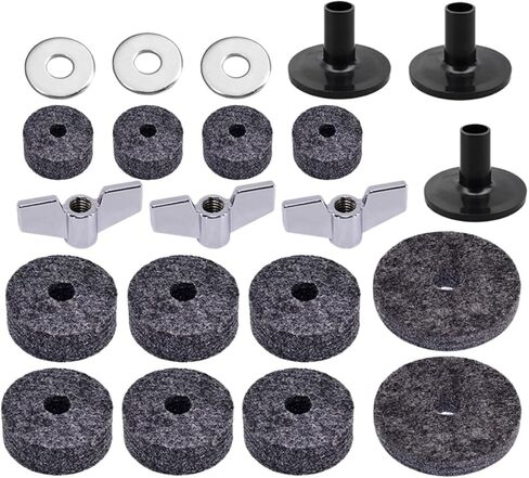 Luxshiny 21pcs Drum Felt Pad Set with Cymbal Stand Sleeves and Washers Non-Slip Gray Drum Kit Accessory for Percussion Instrument Maintenance in Saudi Arabia