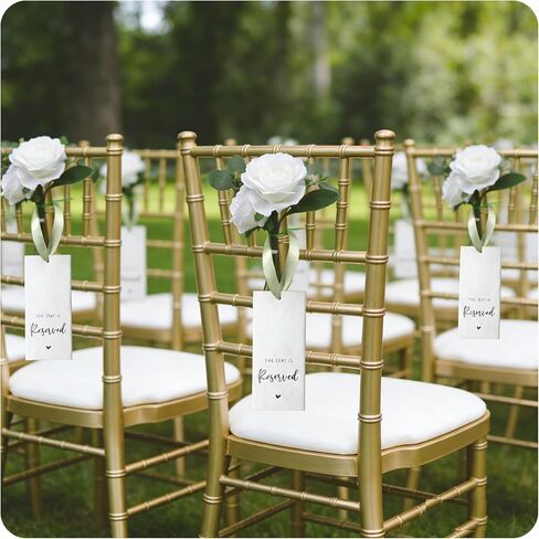 24 Pack Reserved Signs for Wedding, Hanging Reserved Chairs Signs with Ribbon for Wedding Reception, Church Pews, Banquet, and Party Decorations (Green 24PCS) in Saudi Arabia