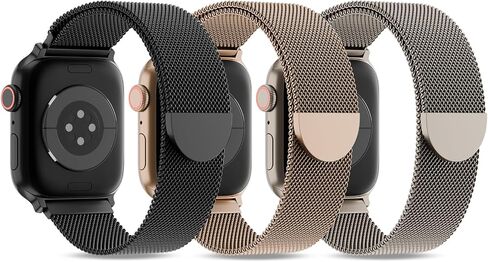 3 حزمة Metal Mesh Loop متوافقة مع Apple Watch Band 38mm 40mm 41mm 42mm 44mm 45mm 46mm 49mm نساء الرجال ، حزام مقفل مغناطيسي من الفولاذ المقاوم للصدأ لـ IWatch Series 11 10 9 8 SE 7 6 5 4 3 2 1 Ultra in Kuwait