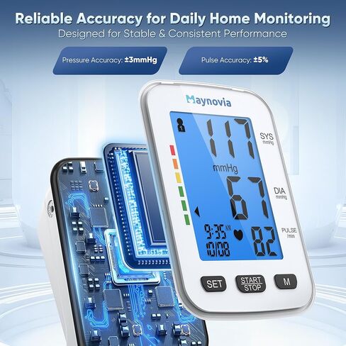 جهاز قياس ضغط الدم من أعلى الذراع للاستخدام المنزلي، جهاز ضغط الدم الرقمي الأوتوماتيكي، جهاز مراقبة ضغط الدم الناطق مع صوت باللغة الإنجليزية والإسبانية، سوار كبير مقاس 8.6 بوصة - 16.5 بوصة، شاشة بإضاءة خلفية، ذاكرة مستخدمين in Kuwait