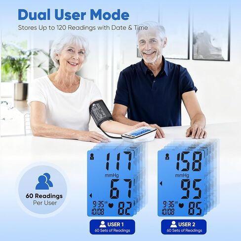 جهاز قياس ضغط الدم من أعلى الذراع للاستخدام المنزلي، جهاز ضغط الدم الرقمي الأوتوماتيكي، جهاز مراقبة ضغط الدم الناطق مع صوت باللغة الإنجليزية والإسبانية، سوار كبير مقاس 8.6 بوصة - 16.5 بوصة، شاشة بإضاءة خلفية، ذاكرة مستخدمين in Kuwait